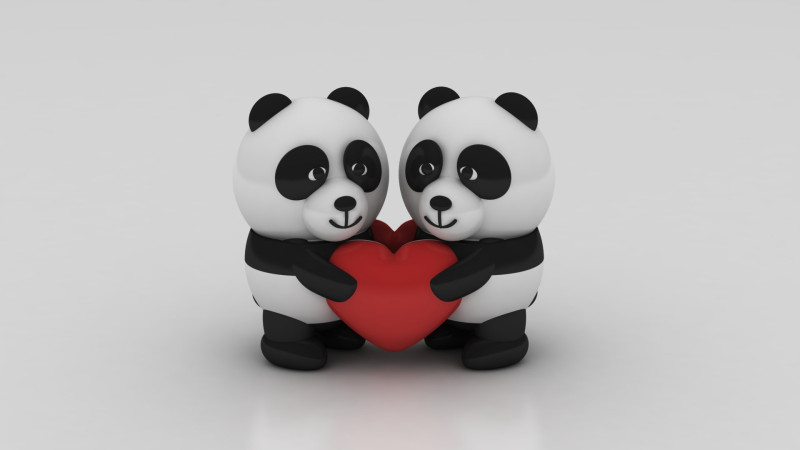 D panda couple 3D Print Model .c4d .max .obj .3ds .fbx .stl .blend