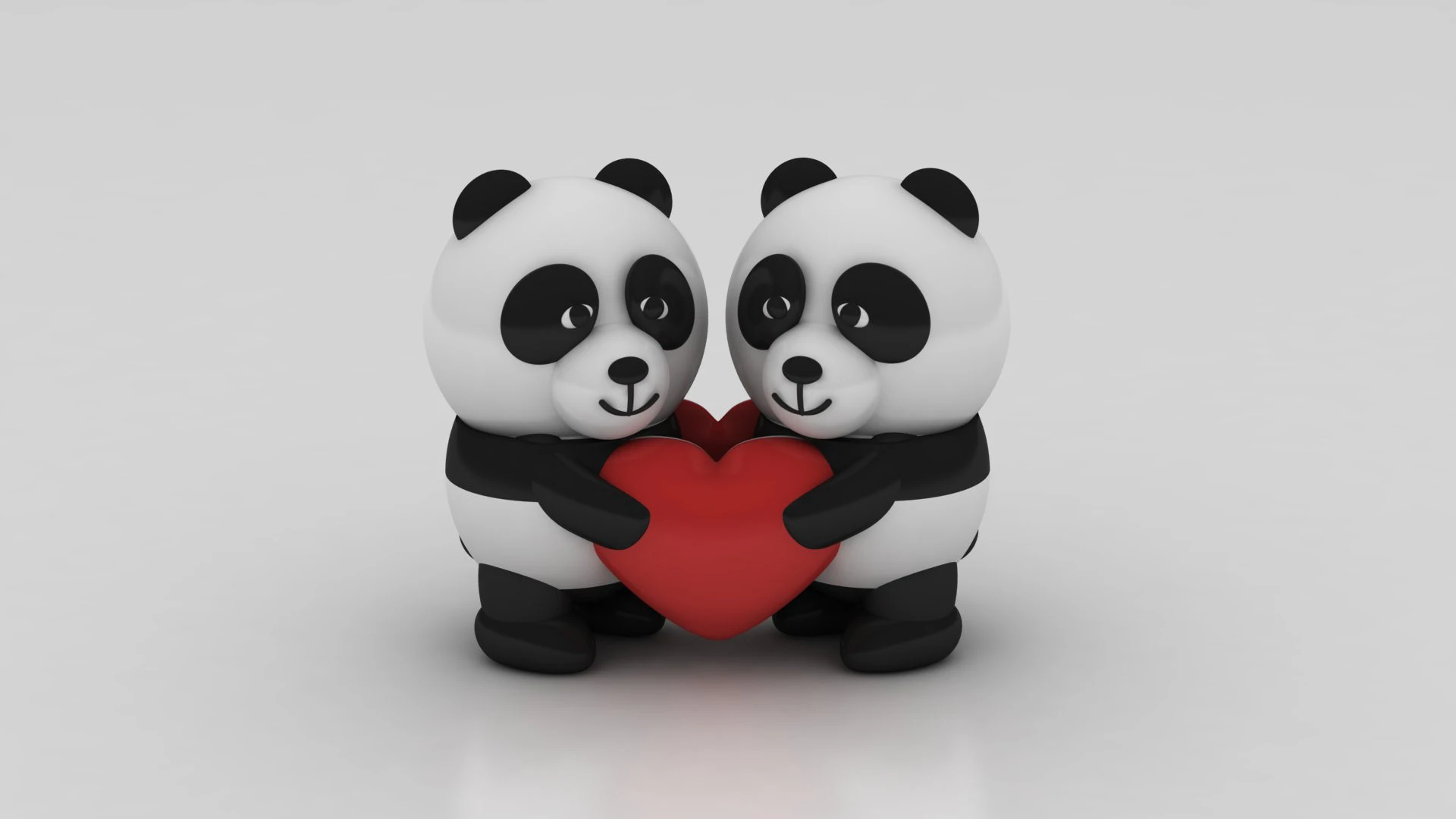 D panda couple 3D Print Model .c4d .max .obj .3ds .fbx .stl .blend 