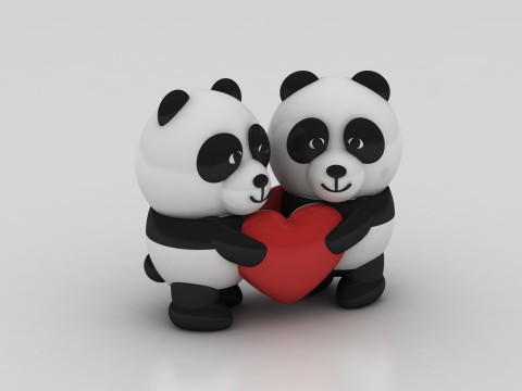 D panda couple 3D Print Model