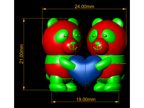 D panda couple 3D Print Model