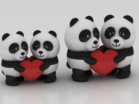D panda couple 3D Print Model