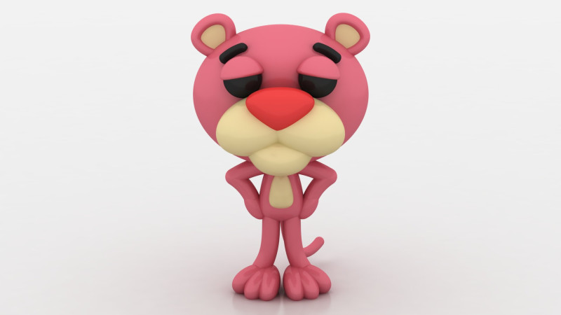 3D pink panther model 3D प्रिंट मॉडल .c4d .max .obj .3ds .fbx .stl .blend