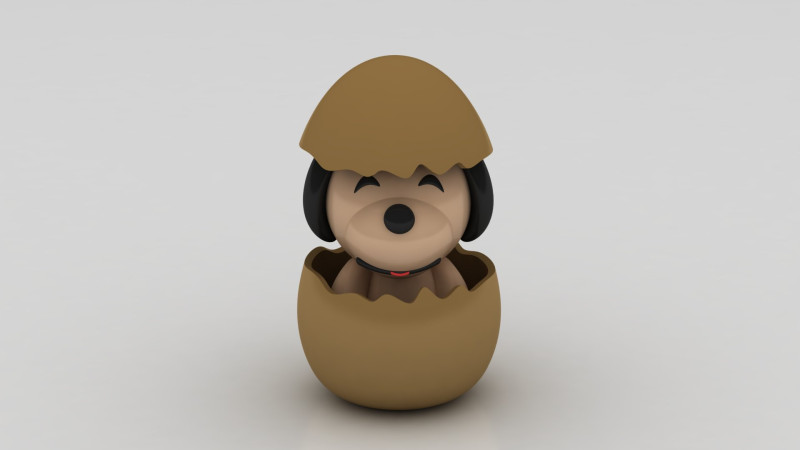 Puppy in egg 3D Print Model .c4d .max .obj .3ds .fbx .stl .blend