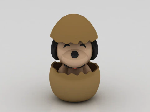 계란에 강아지 3D 프린트 모델