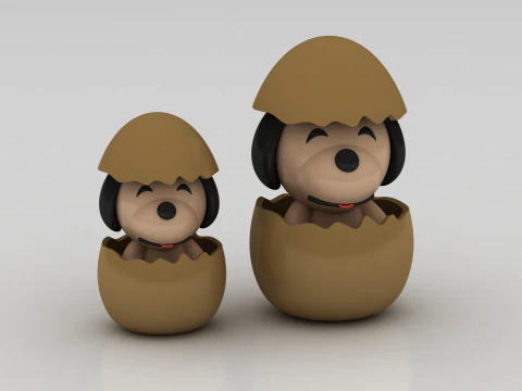 Puppy in egg 3D Print Model