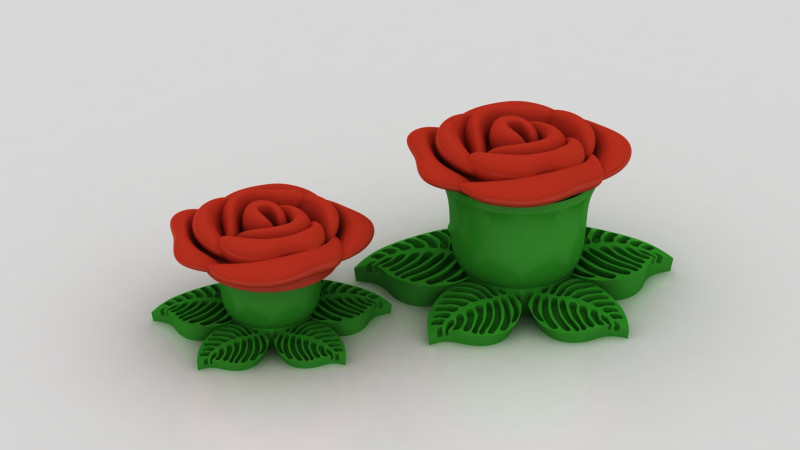 Rose flower pot 3D Print Model .c4d .max .obj .3ds .fbx .stl .blend 