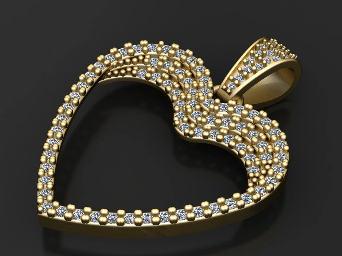 Gold heart pendant 3D Print Model .c4d .max .obj .3ds .fbx .stl .blend 