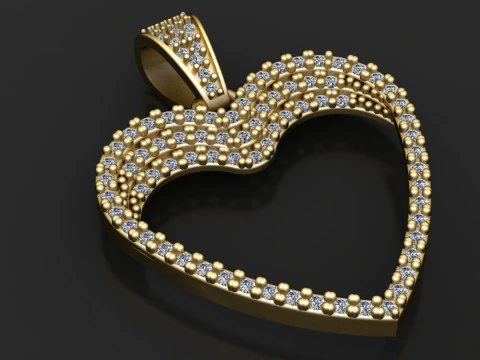 Gold heart pendant 3D Print Model