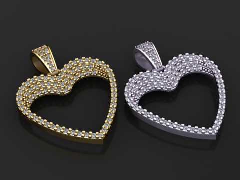 Gold heart pendant 3D Baskı Modeli