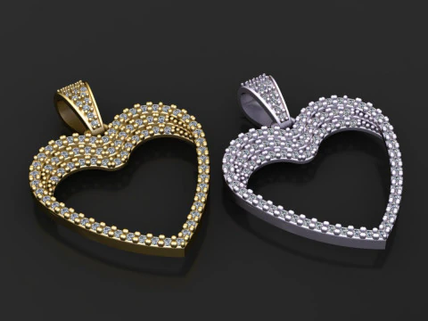 Gold heart pendant 3D Print Model
