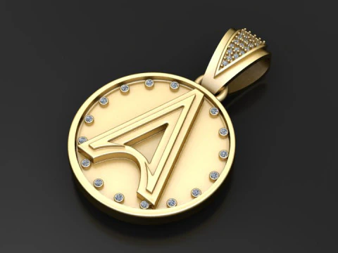 Pingente inicial dourado Modelo de Impressão 3D