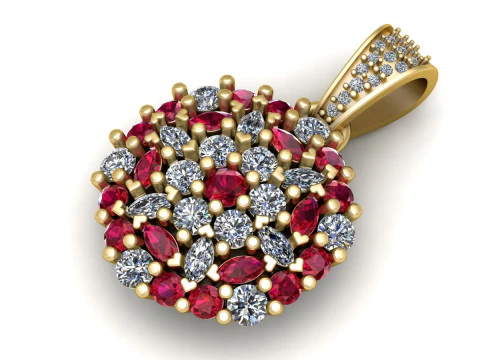 Ruby and diamond pendant 3D Print Model