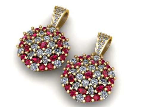 Ruby and diamond pendant 3D Print Model