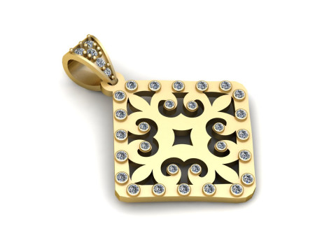 Square gold pendant Modello di stampa 3D