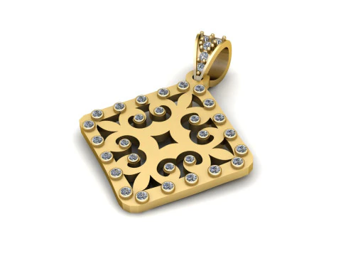 Square gold pendant 3D Print Model