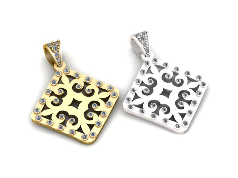 Square gold pendant 3D Print Model