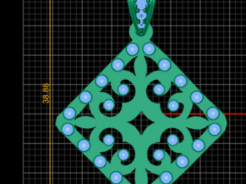 Square gold pendant 3D Print Model