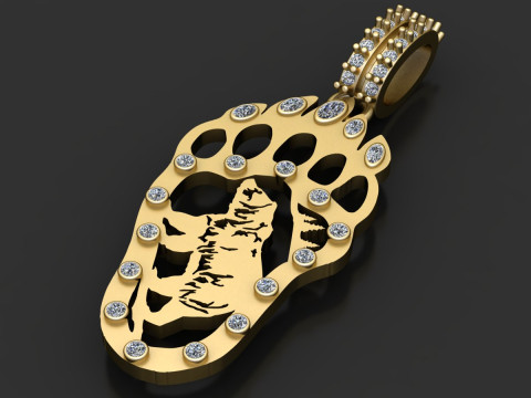 Bear paw gold pendant Modello di stampa 3D