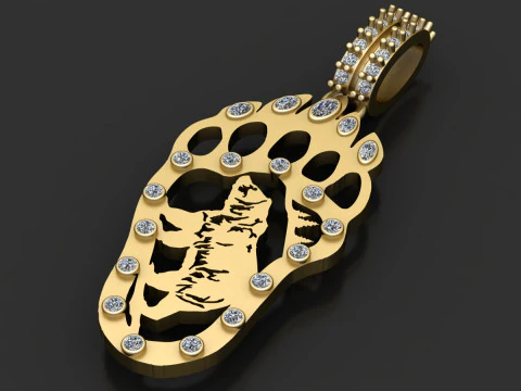 Bear paw gold pendant 3D Print Model