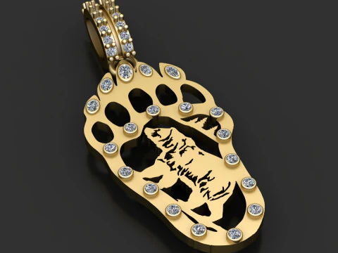 Bear paw gold pendant 3D Print Model