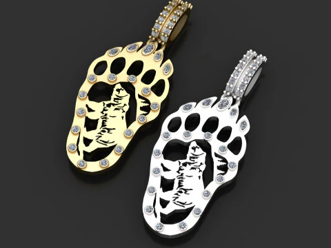 Bear paw gold pendant 3D Print Model