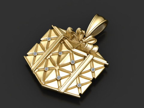 Gold gift box pendant 3D Print Model