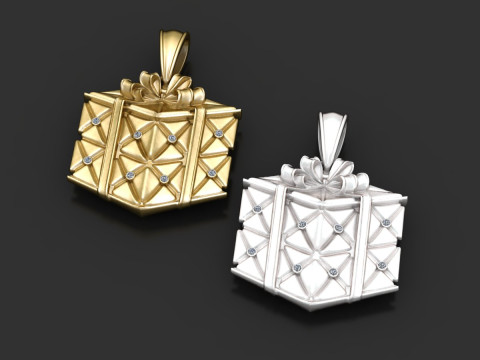 Gold gift box pendant 3D Print Model