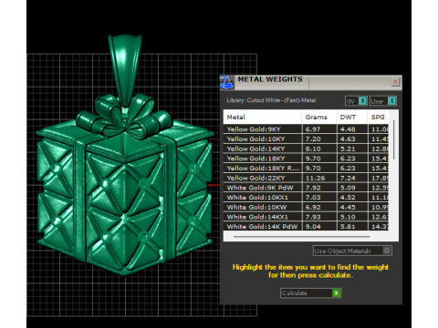Gold gift box pendant 3D Print Model