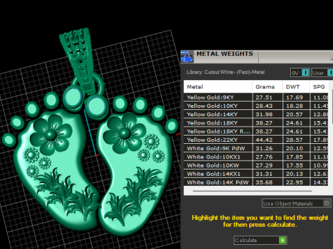 Gold baby feet pendant 3D Print Model