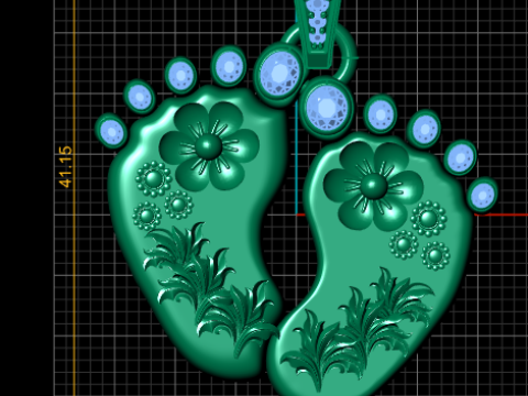 Gold baby feet pendant 3D Print Model