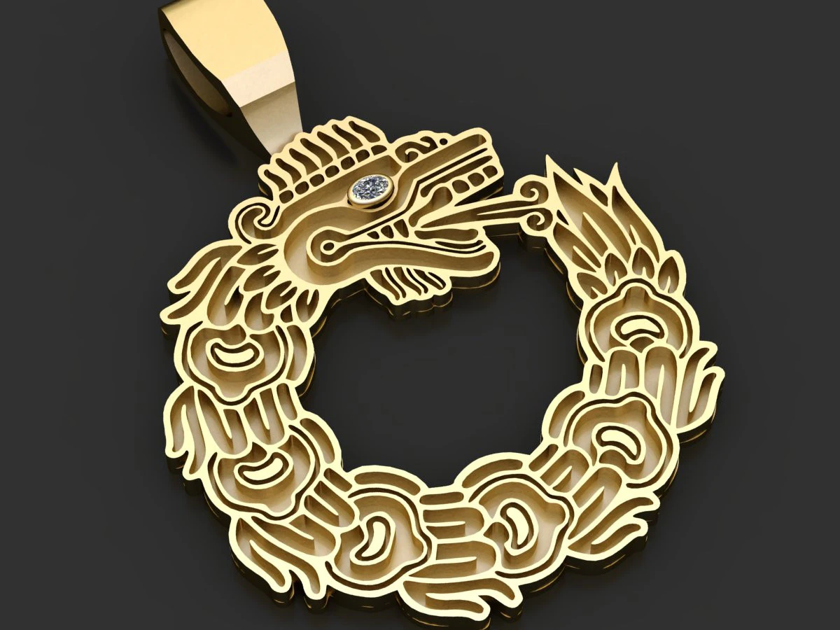 Gold dragon pendant 3D Print Model .c4d .max .obj .3ds .fbx .stl .blend 