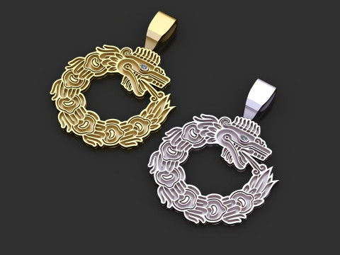 Gold dragon pendant 3D Print Model