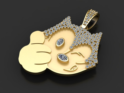 Gold cat pendant Model Cetak 3D