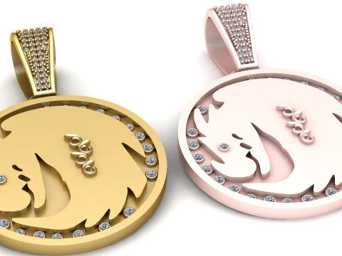 Lion Pendant 3d printable model 3D Print Model