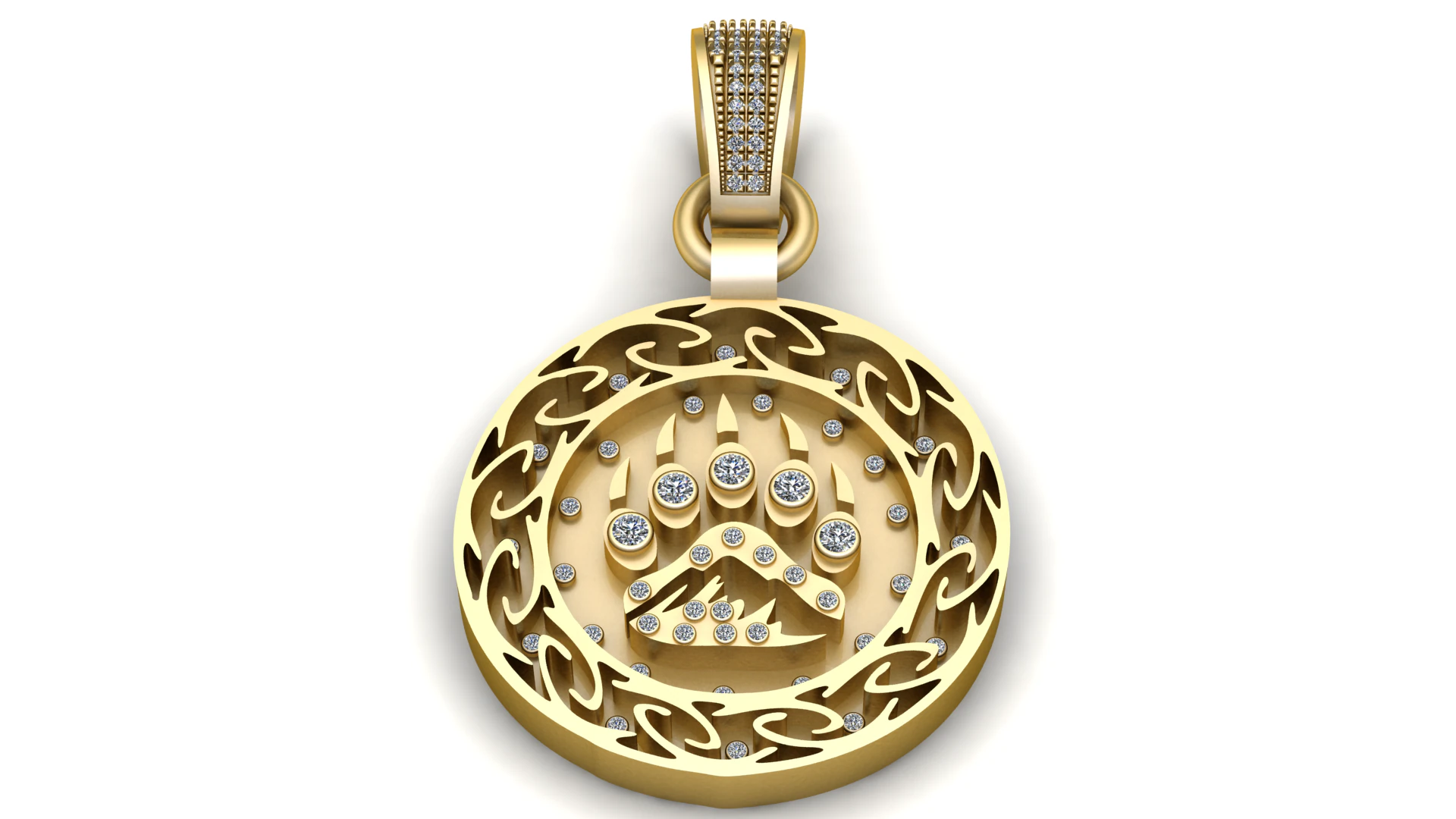 Bear Paw Pendant 3d printable model 3D Print Model .c4d .max .obj .3ds .fbx .stl .blend 