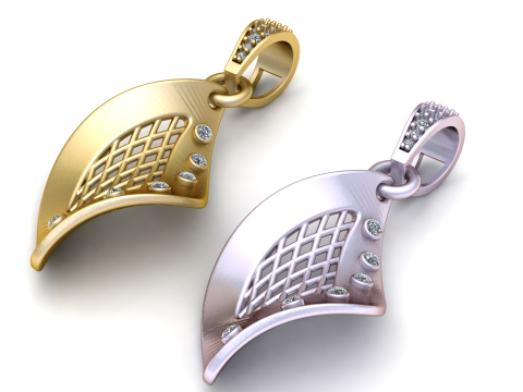 现代黄金吊坠 3D 可打印模型 3D 打印模型