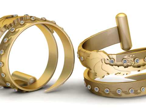 세계지도 반지 3D 인쇄 가능한 모델 3D 프린트 모델