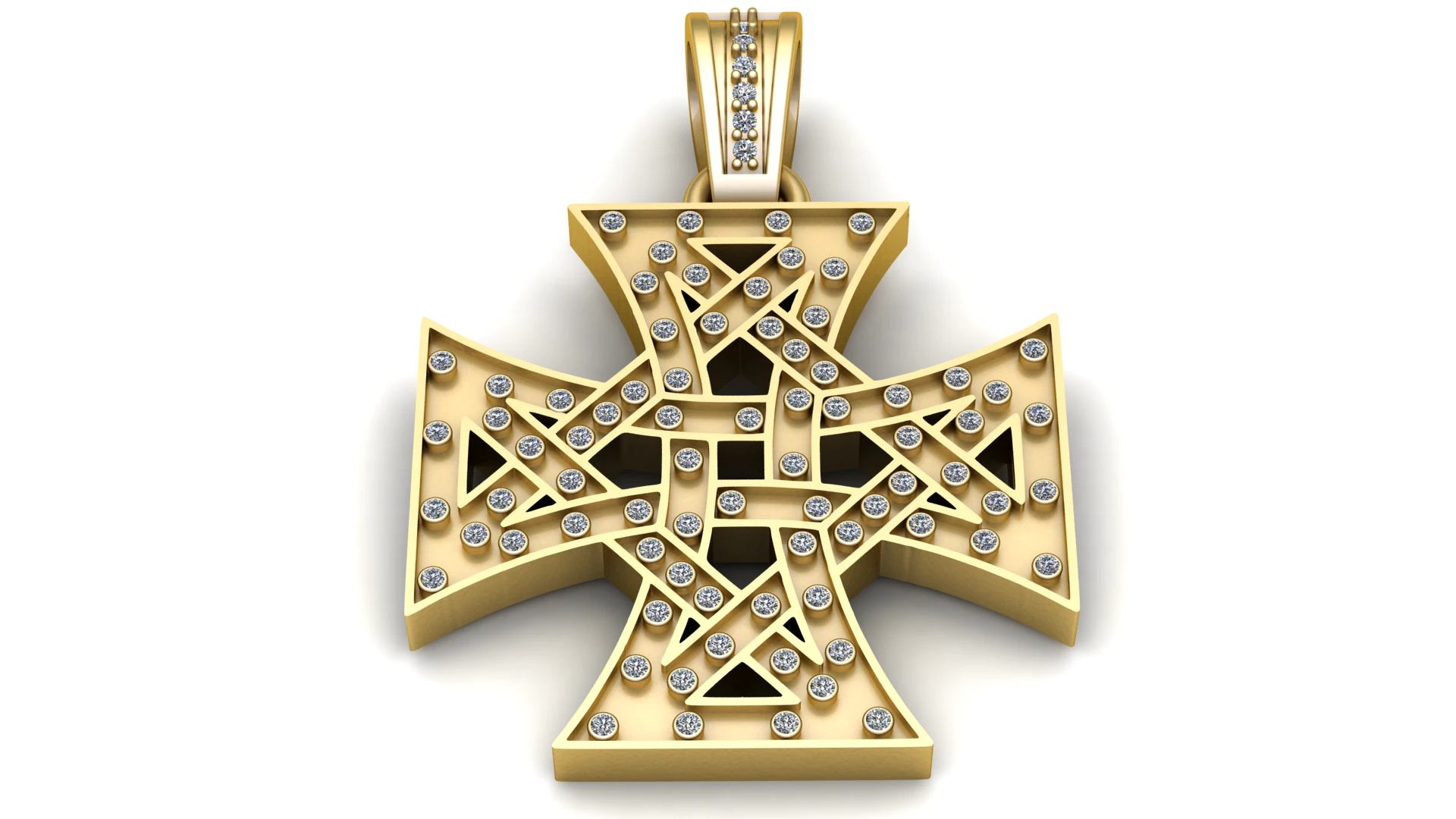 Gold Cross Pendant 3D Print Model .c4d .max .obj .3ds .fbx .stl .blend