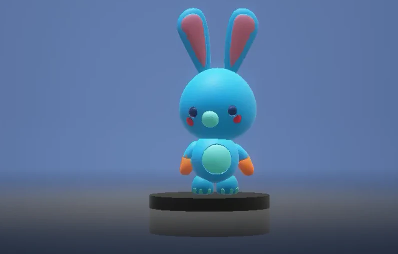 Cute blue rabbit 3D Print Model .c4d .max .obj .3ds .fbx .stl .blend 