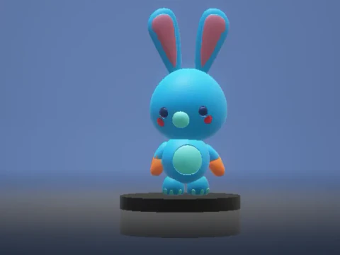 Cute blue rabbit 3D Print Model