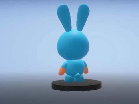 Cute blue rabbit 3D Print Model