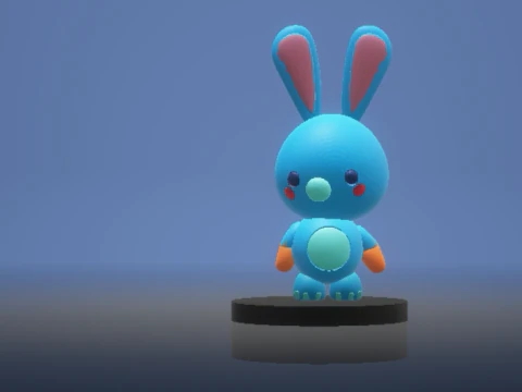 Cute blue rabbit 3D Print Model
