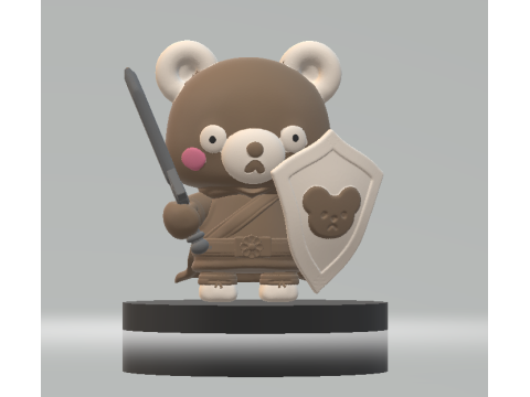 Bear knight 3D Printing Model Model Cetak 3D