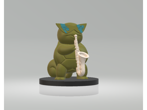 Squirtle Saxophone 3d printable model Modelo de Impressão 3D