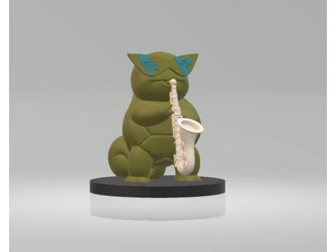Modelo para impressão em 3D do saxofone Squirtle Modelo de Impressão 3D