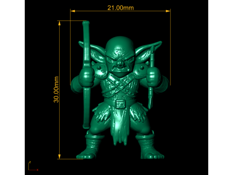 Chibi Goblin Fighter 3d printable model Model Cetak 3D