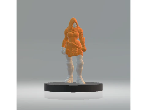 3D-druckbares Modell einer weiblichen Figur mit Kapuze 3D Druckmodell