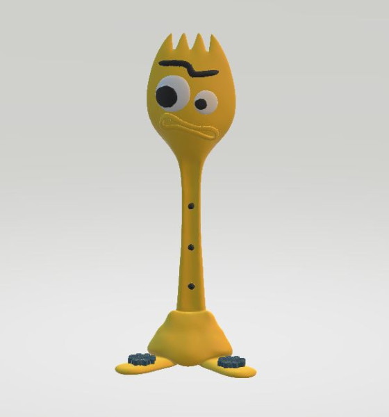 Cartoon spork 3d printable model 3D Print Model .c4d .max .obj .3ds .fbx .stl .blend