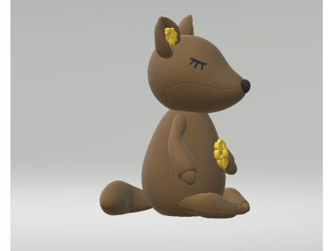 Cartoon kangaroo 3d printable model Model Cetak 3D