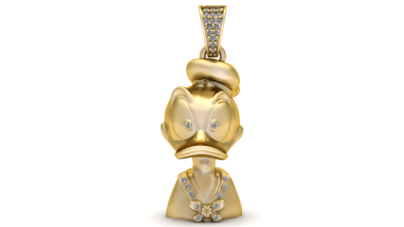 金色卡通风格人物吊坠 3D 可打印模型 3D 打印模型 .c4d .max .obj .3ds .fbx .stl .blend 